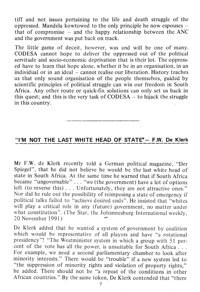 'I'm not the last white head of state