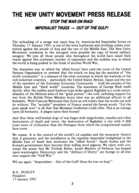 Stop the war on Iraq! Imperialist thugs - out of the Gulf!