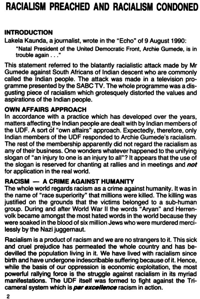 Racialism preached and racialism condoned