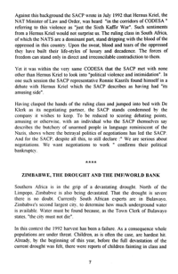Zimbabwe, the drought and the IMF/World Bank