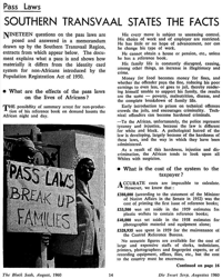 Pass laws: Southern Transvaal states the facts