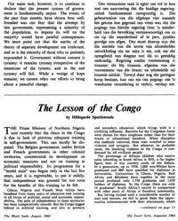 The Lesson of the Congo