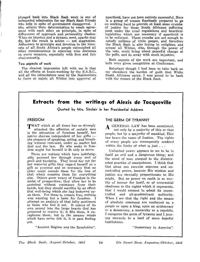 Extracts from the writings of Alexis de Tocqueville