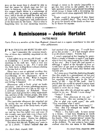 A reminiscense - Jessie Hertslet