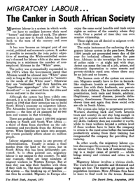 Migratory labour: the canker in South African society