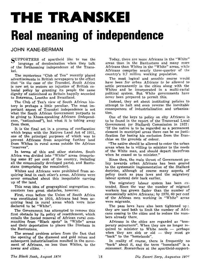 The Transkei: real meaning of independence
