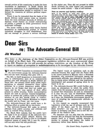 Dear Sirs: re: The Advocate-General Bill