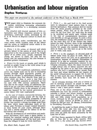 Urbanisation and labour migration