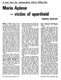 Maria Aplane - victim of apartheid