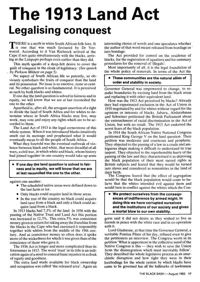 The 1913 Land Act: legalising conquest
