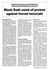 black Sash week of protest against forced removals