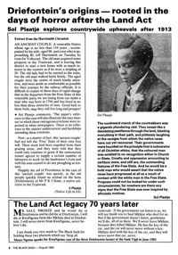 Driefontein`s origins - rooted in the days of horror after the Land Act