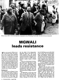 Mgwali leads resistance