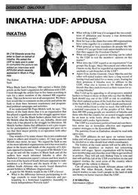 Inkatha: UDF: APDUSA
