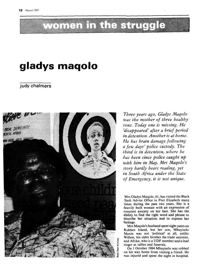 Women in the struggle: Gladys Maqolo