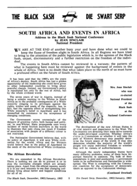 South Africa and events in Africa: Address to the Black Sash National Conference