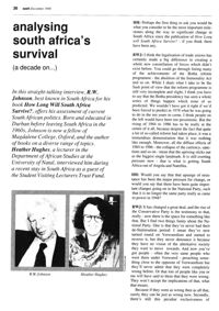 Analysing South Africa`s survival
