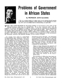 Problems of Government in African states