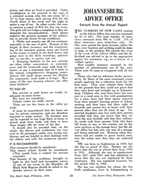 Johannesburg Advice Office: Extracts from the Annual Report