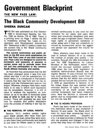 Government blackprint - the new Pass Law: The Black Community Development Bill