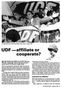 UDF - affiliate or cooperate?