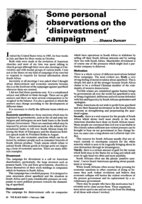 Some personal observations on the `disinvestment` campaign