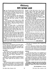 Obituary: Ruth Hayman Lazar