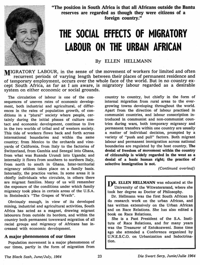 The social effects of migratory labour on the urban African