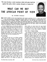 What can we do? The African point of view