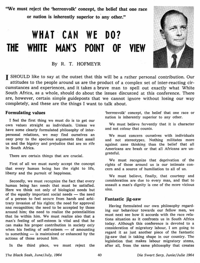 What can we do? The White man`s point of view