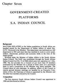 Chapter seven: Government-created platforms - SA Indian Council