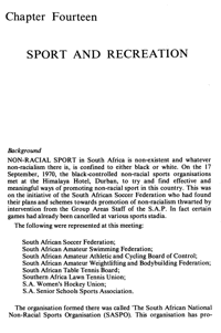 Chapter fourteen: Sport and recreation