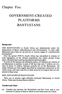 Chapter five: Government-created platforms - Bantustans