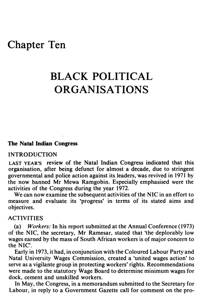 Chapter ten: Black political organisations