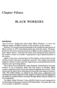 Chapter fifteen: Black workers