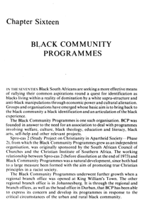 Chapter sixteen: Black community programmes