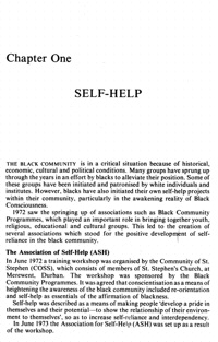 Chapter one: Self-help