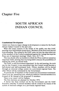 Chapter five: South African Indian Council