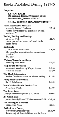 Books published during 1974/5