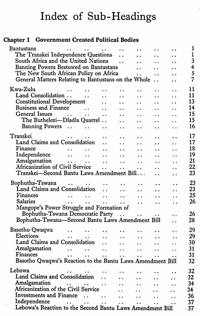 Index of sub-headings