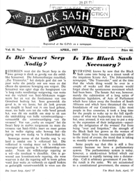 The Black Sash/Die Swart Serp Volume 2 Number 3 April 1957