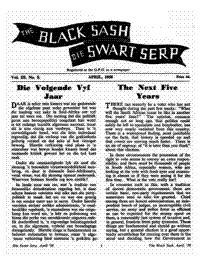The Black Sash/Die Swart Serp Volume 3 Number 5 April 1958