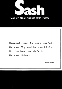Sash Volume 27 Number 2 August 1984