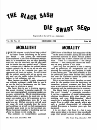 The Black Sash/Die Swart Serp Volume 3 Number 13 December 1958