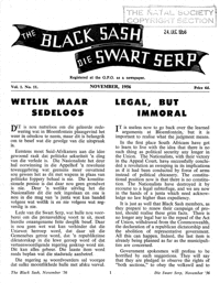 The Black Sash/Die Swart Serp Volume 1 Number 11 November 1956