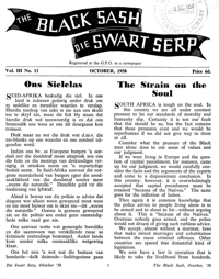 The Black Sash/Die Swart Serp Volume 3 Number 11 October 1958