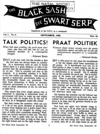 Praat politiek (article written in Afrikaans)