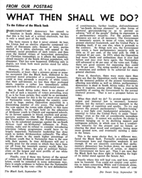What then shall we do? from our postbag.