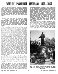 Emmeline Pankhurst centenary 1858-1958