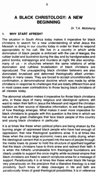 A Black Christology - a new beginning